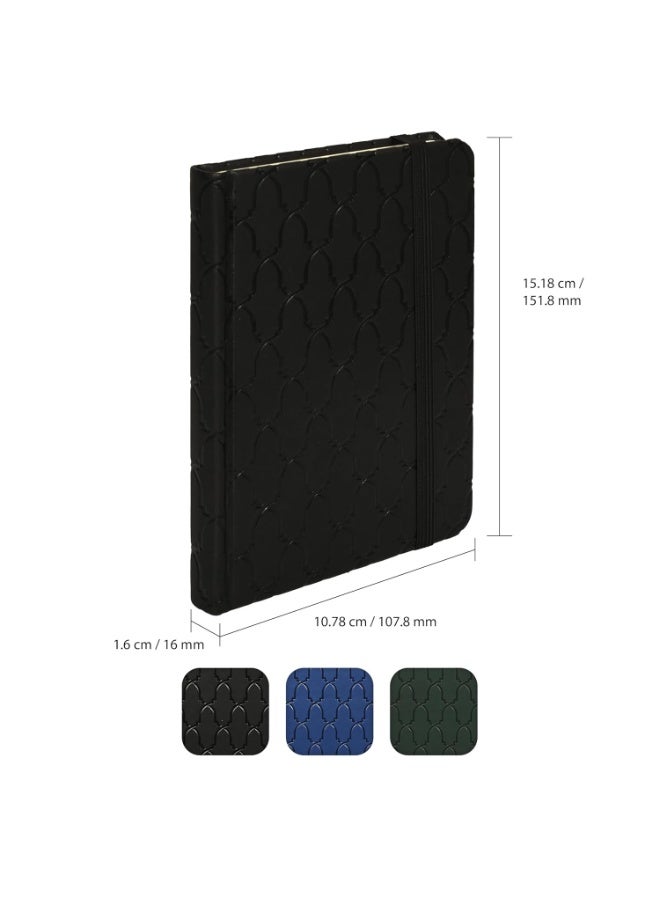 FIS® Executive Notebook, Italian PU Materials, A6 Size(105x148mm,) Round Corners, 96 Sheets, Single Ruled, 70gsm Italian Ivory Paper with Elastic Band Closure, 1 Piece, Black Color-FSNBEXA6BKD1 - Image 4